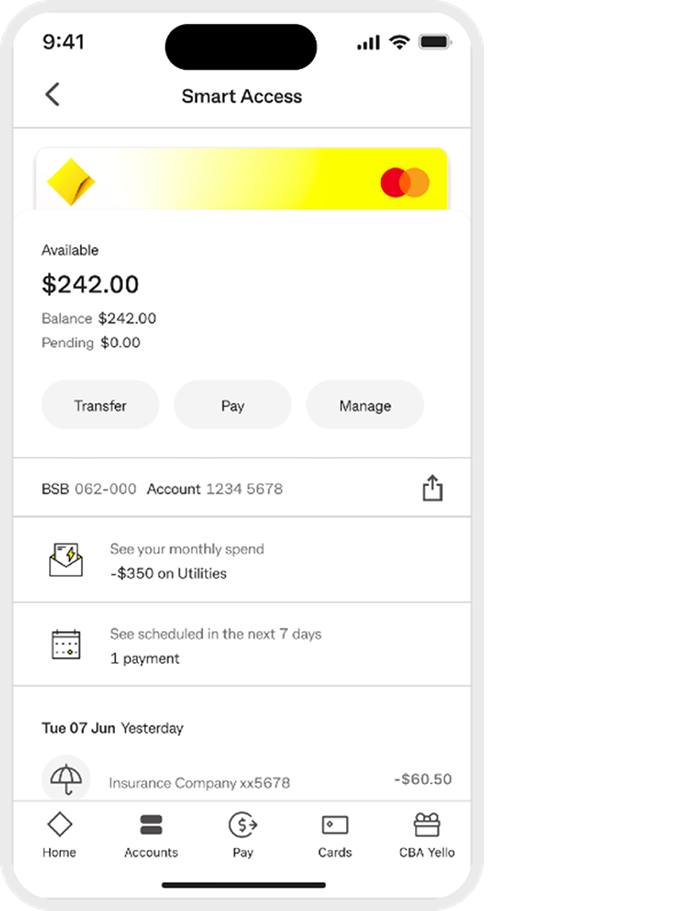 The 'Manage' button is the 3rd button under the balance details