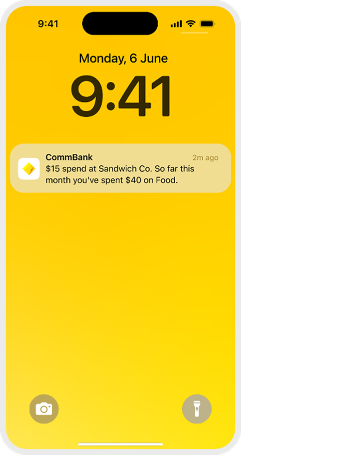 App notification example, showing a spend at a sandwich store